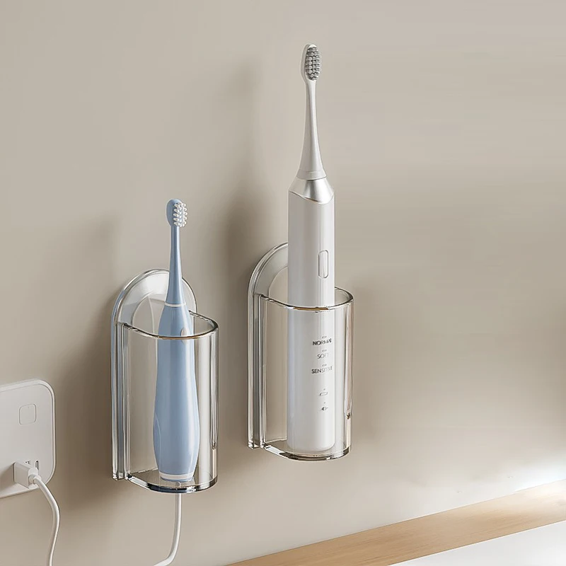 Toothbrush Holder Transparent Plastic Wall Mounted Electric Toothbrush Storage Rack for Convenient Charging in the Bathroom