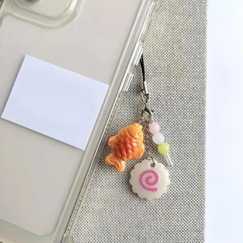 Kawaii Japanese Street Food Taiyaki, Narutomaki Fish Cake, Phone lanyard Keychain, Asian Food Phone Charm,Fish Bread Phone Charm - view 6