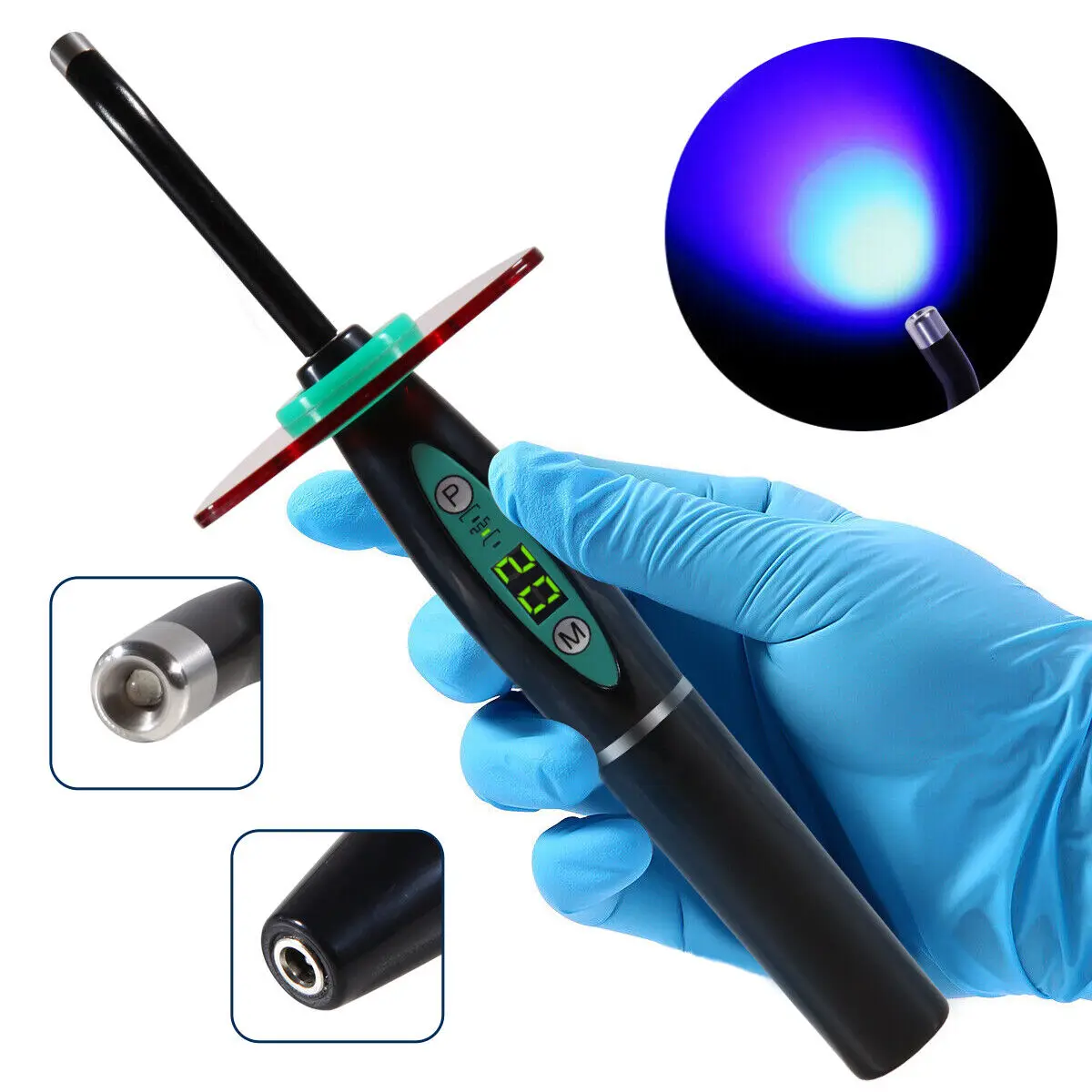 Dental Wireless Cordless LED Curing Light Lamp 2200mAh Resin Cure Rechargeable Dentist Black Color