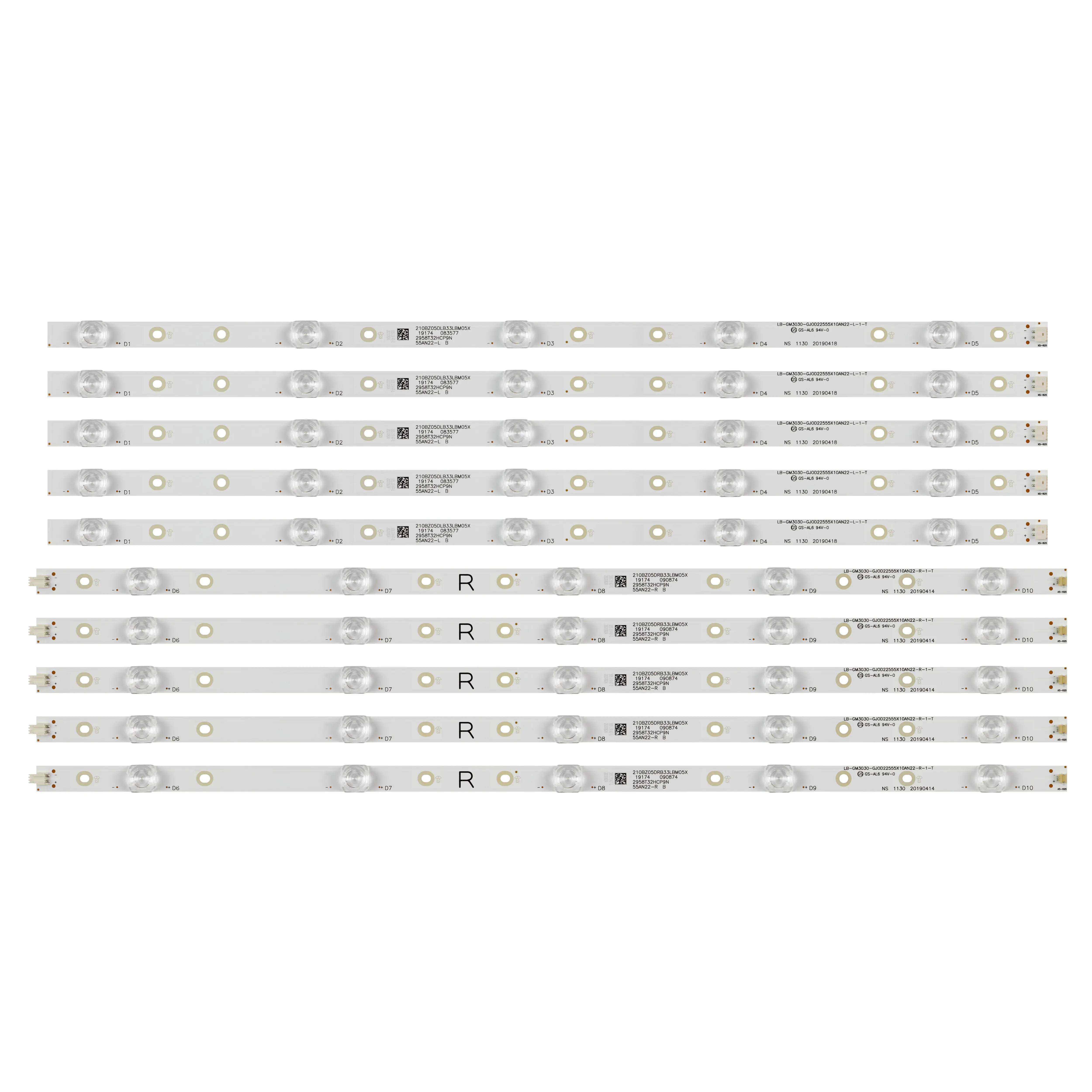 LED Strip 10 Lamp For 55' TV LB-GM3030-GJ0D22555X10AN22-R-1-H 55PUS7304/12 55PUS6704 55PUS7394 55PUS7504 55PUS7394/12