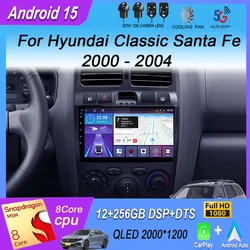 2Din Android 15 Car Radio for Hyundai Classic Santa Fe 2000 - 2004 JAC S1 (Rein) 2005-2015 Multimedia Player Carplay Head NO DVD