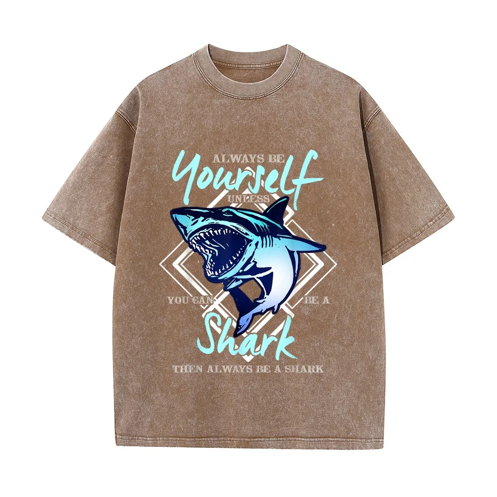 Unless You are a Shark Funny Gift T-Shirt Tシャツ Shirt Herren 고퀄 Printed Tee Cartoon Cotton Fun Graphic Short Sleeve Summer Top