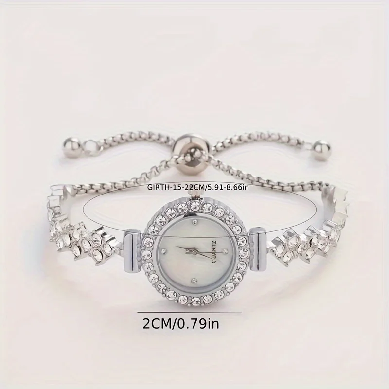1 piece of elegant women's quartz watch, paired with luxurious rhinestone embellishment - gold simulated bracelet