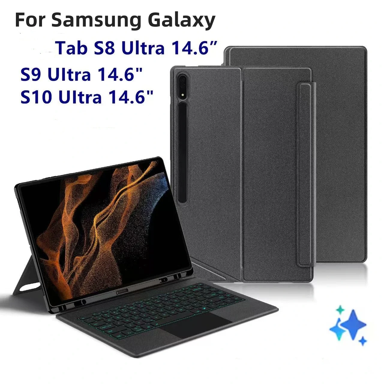 Backlight Keyboard Cover For Samsung Galaxy Tab S10 Ultra 14.6 inch S8  S9 Ultra, Detachable Keyboard Case for Galaxy 14.6 Case