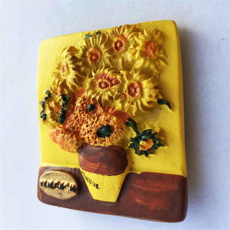 

Van Gogh Sunflower Magnetic Fridge Magnet Internet Celebrity Personality Creative Home Decor 3D Craft Magnetic Decorations