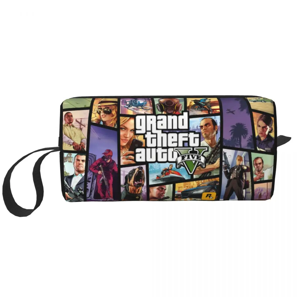 

Grand Theft Auto Collage Makeup Bag for Women Travel Cosmetic Organizer GTA Adventure Game Storage Toiletry Bags Dopp Kit Case