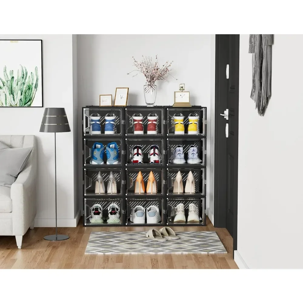 

v Shoe Boxes Clear Plastic Stackable Storage Boxes for Size 13