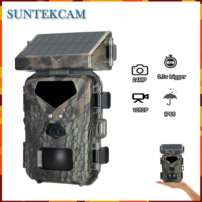 

Mini 24MP Outdoor Hunting Trail Solar Panel Camera Night Vision Game Trap Video Photo Recording Cam Wildlife Observe Monitoring