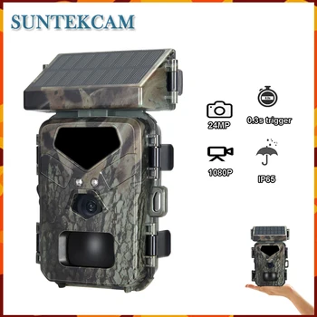 Mini Outdoor hunting Trail Solar Panel Camera Night Vision Game Trap Video Photo Recording Cam Wildlife Observe Monitoring