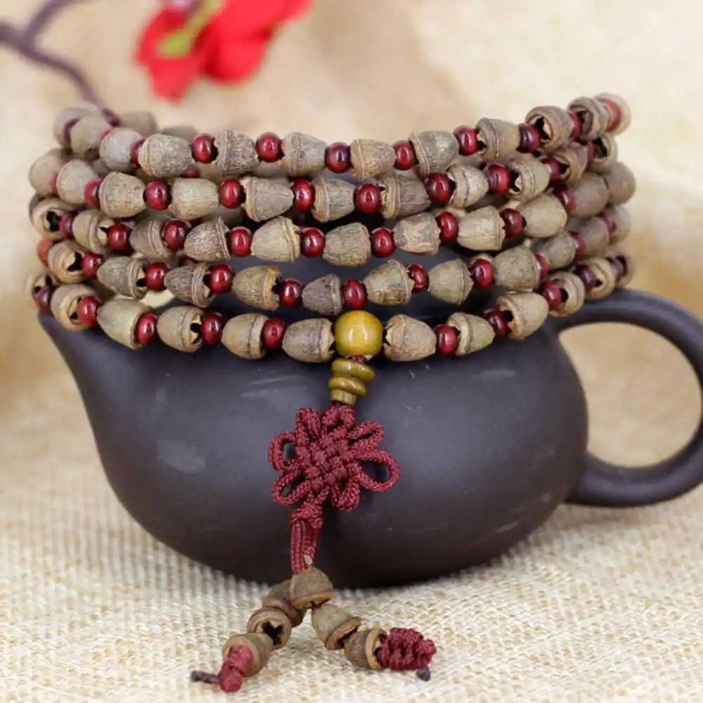 

108 Rudraksha beads Cuff Men Mala Buddha Lucky Bracelet Inspiration Prayer Jewelry Day Handmade Yoga Gift Bless Colorful