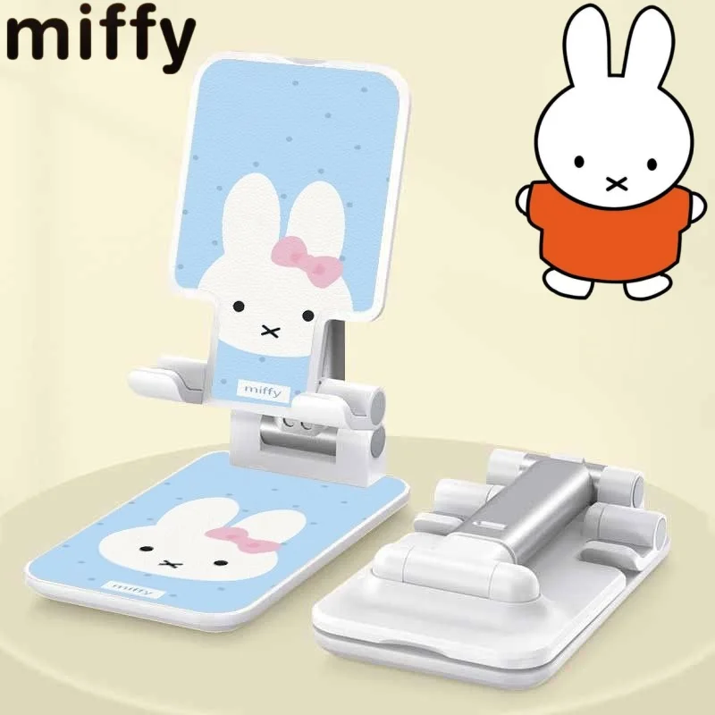 Niedlicher Miffy-Kaninchen-Handyhalter mit Einfachem Kreativem Cartoon-Muster, Teleskopisch Faltbar, Tragbar, Praktisches Gadget zum Fernsehen