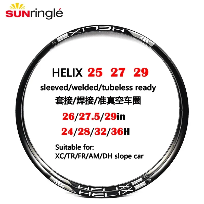 Sunringle MTB Rim HELIX TR25 TR27 TR29 24H 28H 32H 36H Aluminum alloy wheel rim 29/27.5/26 inch vacuum wheel rim
