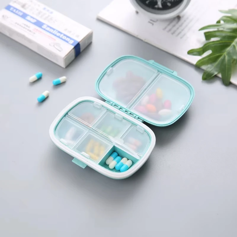 8 grids organizer container for tablets travel pill box with Seal ring Small box for tablets Wheat straw container for medicines