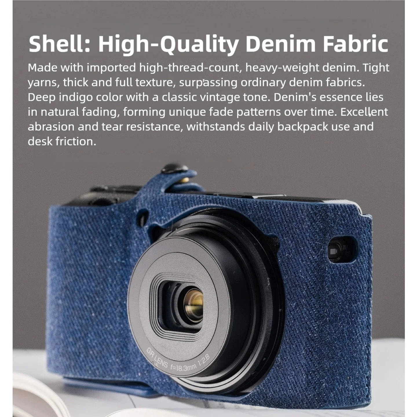 Retro Denim Camera Half Case for Ricoh GR3 GR4 GR III GR IV Opening Hand Grip Protective Shell Camera Cover Vlog Camera Accessor