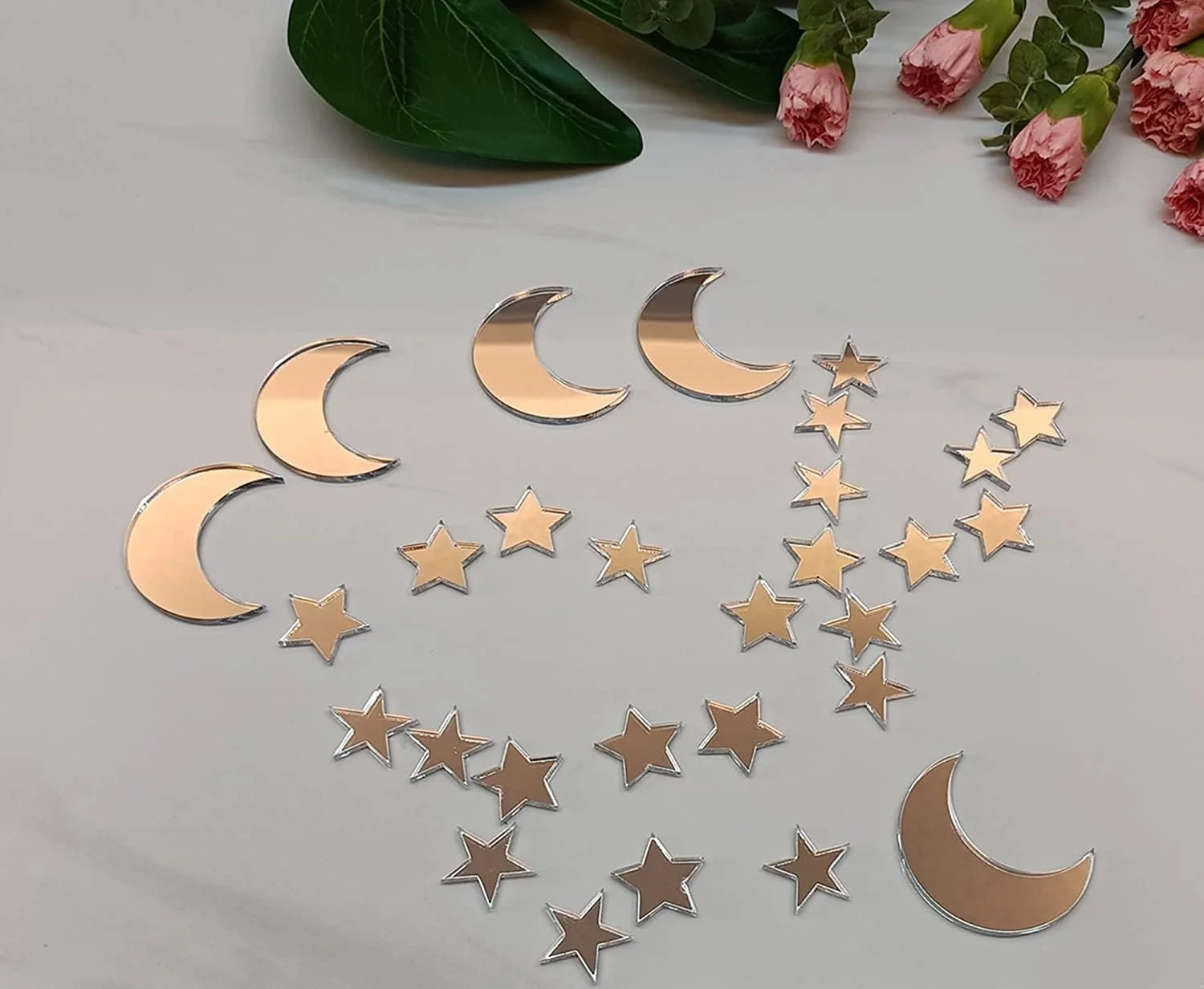 26pcs Moon Star Cake Topper,Moon and Stars Celestial Cake Charms for Birthday Party Baby Shower Decor