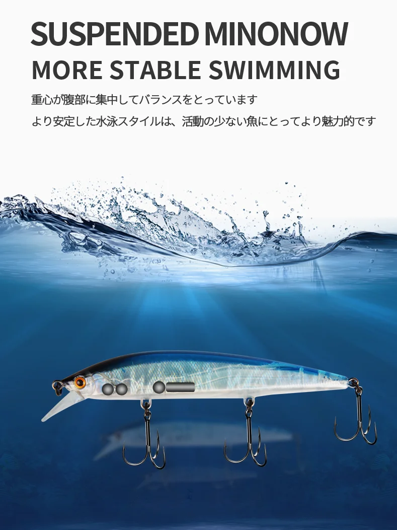BEARKING 110mm 16g Hot fishing tackle A+ tungsten system fishing lures minnow bait suspending bait 16colors for choose view 3