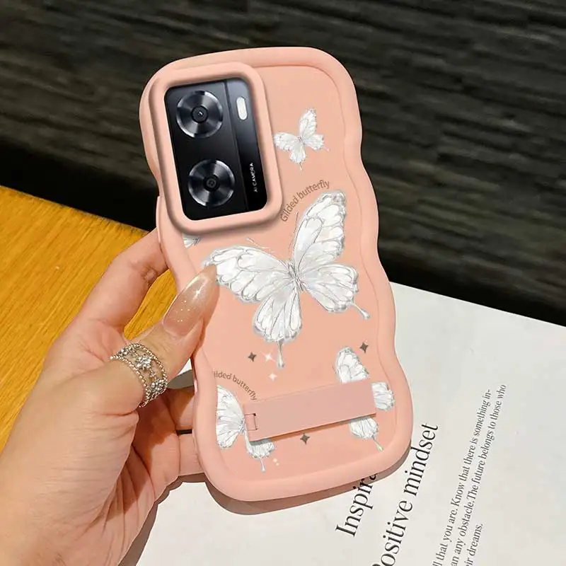 حافظة كاجوال بتصميم مرن على شكل فراشة مذهبة مضادة للخدش وحامل مصنوعة خصيصًا لهاتف OPPO A77 مثالية لـ OPPO A Reno #5