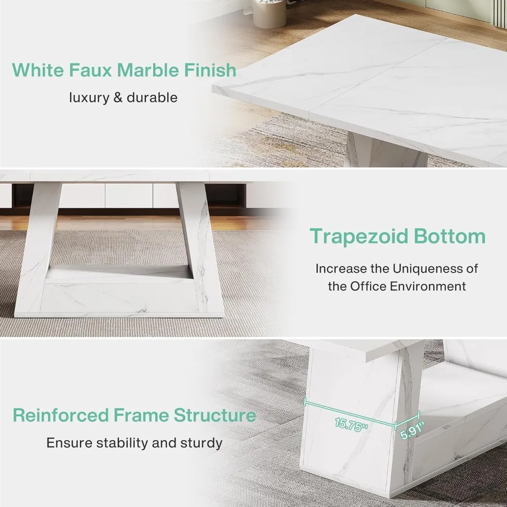 

Modern Computer Desk, 63-Inch Large Office Desk Workstation, Simple Style Executive Desk Study Table with Sturdy, Customized