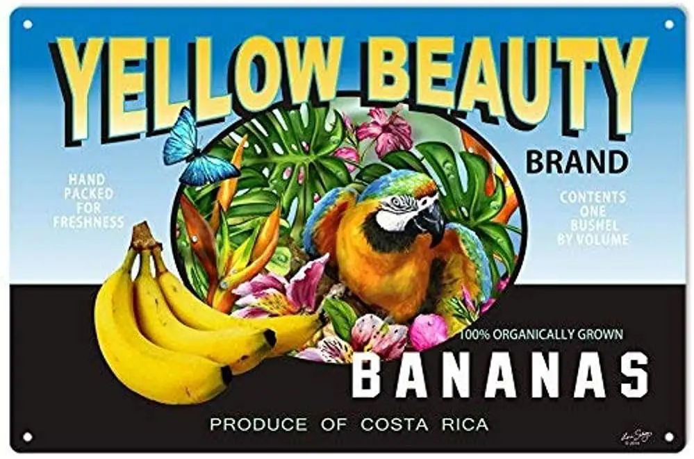 Y1,Metal Deco Sign es Banana Metal Yellow Beauty Brand Kitchen Decor Aluminum