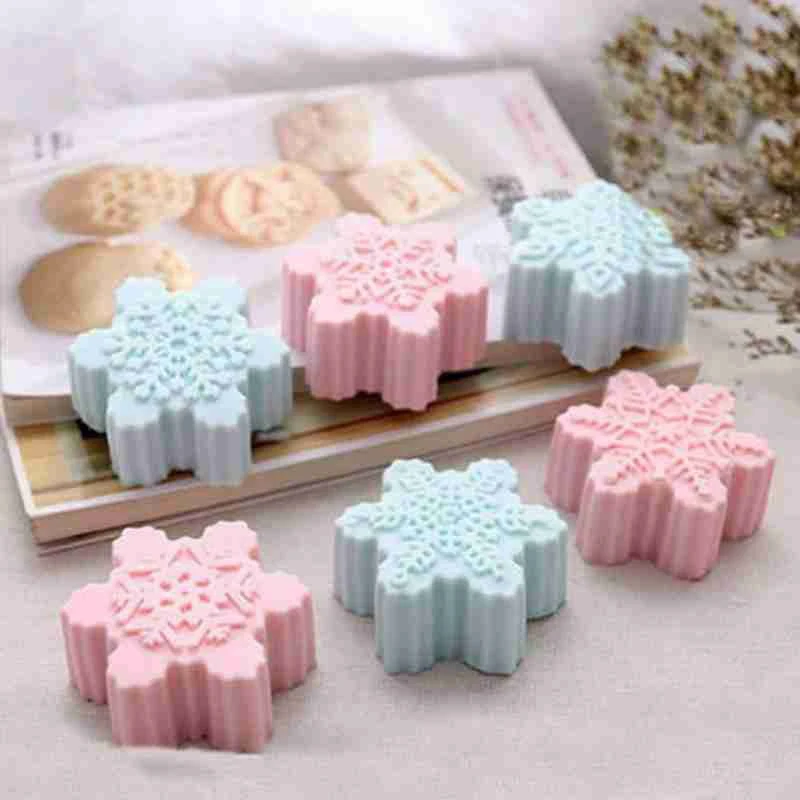 Snowflake Shape Soap Silicone Mold Christmas Aroma Gypsum Plaster Crafts Mould Snow Silicone Soap Candle Molds