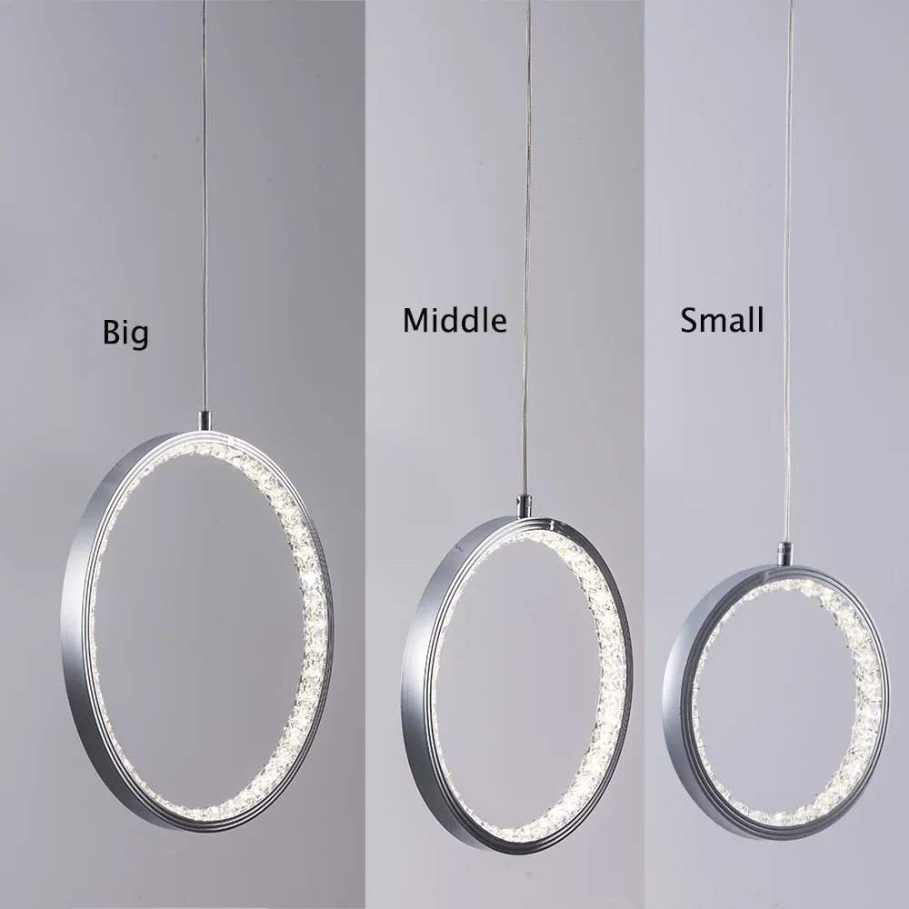 

Modern Crystal Circle Pendant lights Contemporary Ring hanglight fixture round indoor room circular led pendant lamp