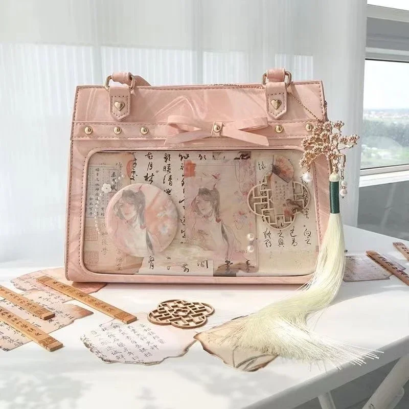 MBTI Vintage Ita Tasche für Frauen Y2k Kette süße Schleife Mode japanischen Stil Umhängetasche Lolita transparente Dame ästhetische Handtaschen