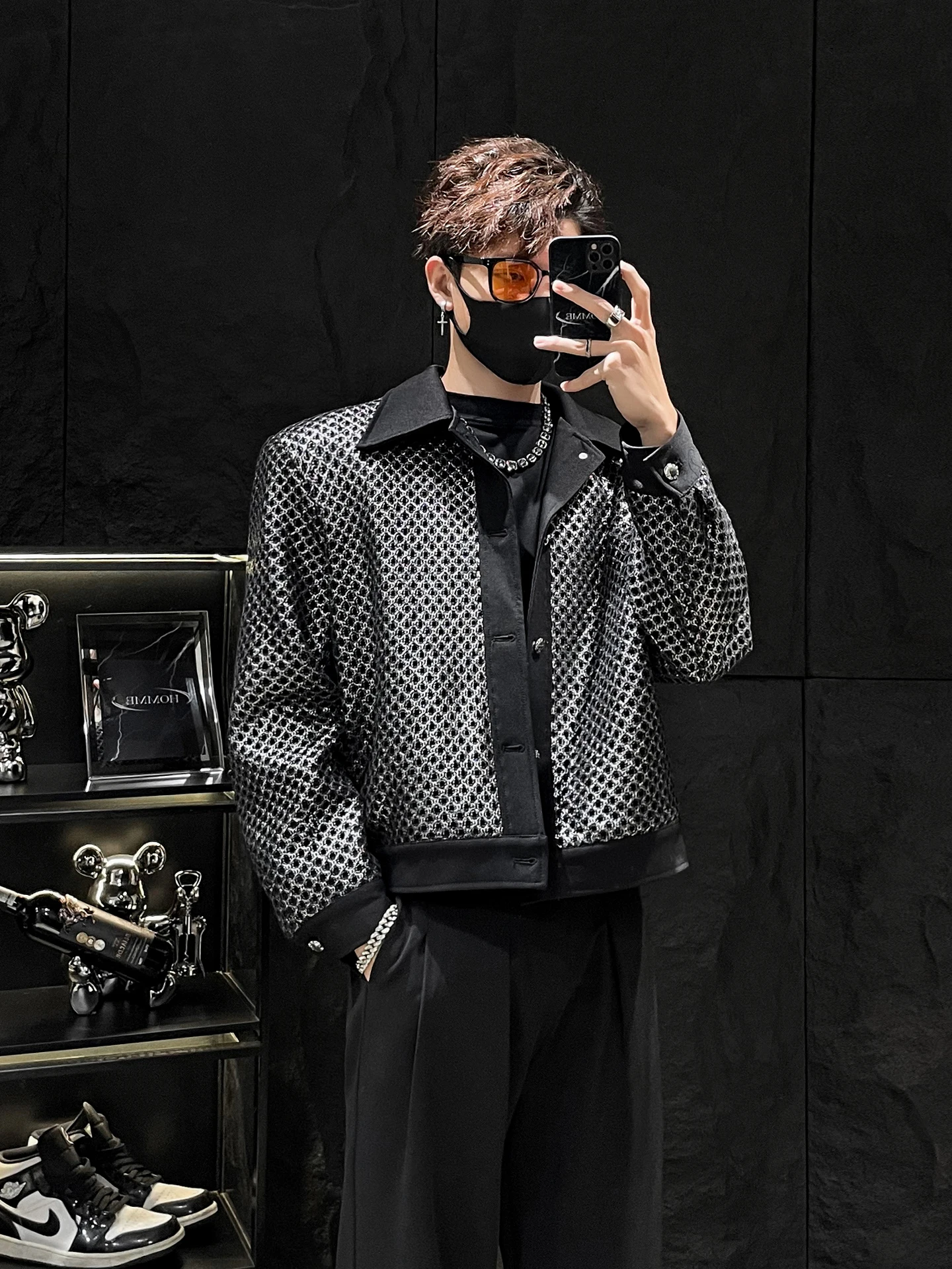 

Faionable ort id Сращивание Jaet Мужская Sli Индивидуальный цвет Blo ex Mirror id Молодежный тренд Корейский сле