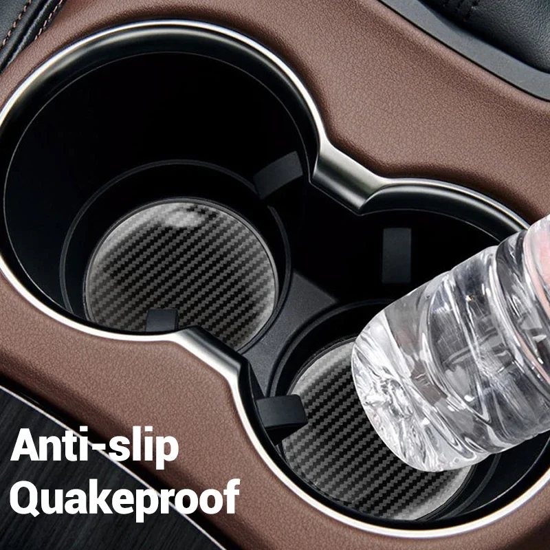 2025 حار 2 قطعة سيارة ألياف الكربون الغراء كوستر المضادة للانزلاق كوب ماء شرب حصيرة لمازدا 2 3 6 BM GJ CX-5 CX5 KE KF CX-3 CX7 CX-8 Acc #6