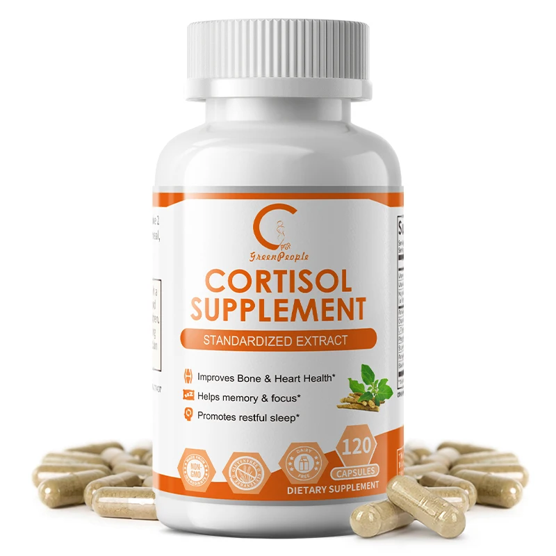 GPGP Greenpeople Cortisol Health Supplements with Magnesium Ashwagandha Chamomile L-Theanine Phosphatidylserine Improves Bone & Heart Health Helps Memory & Focus Promotes Restful Sleep