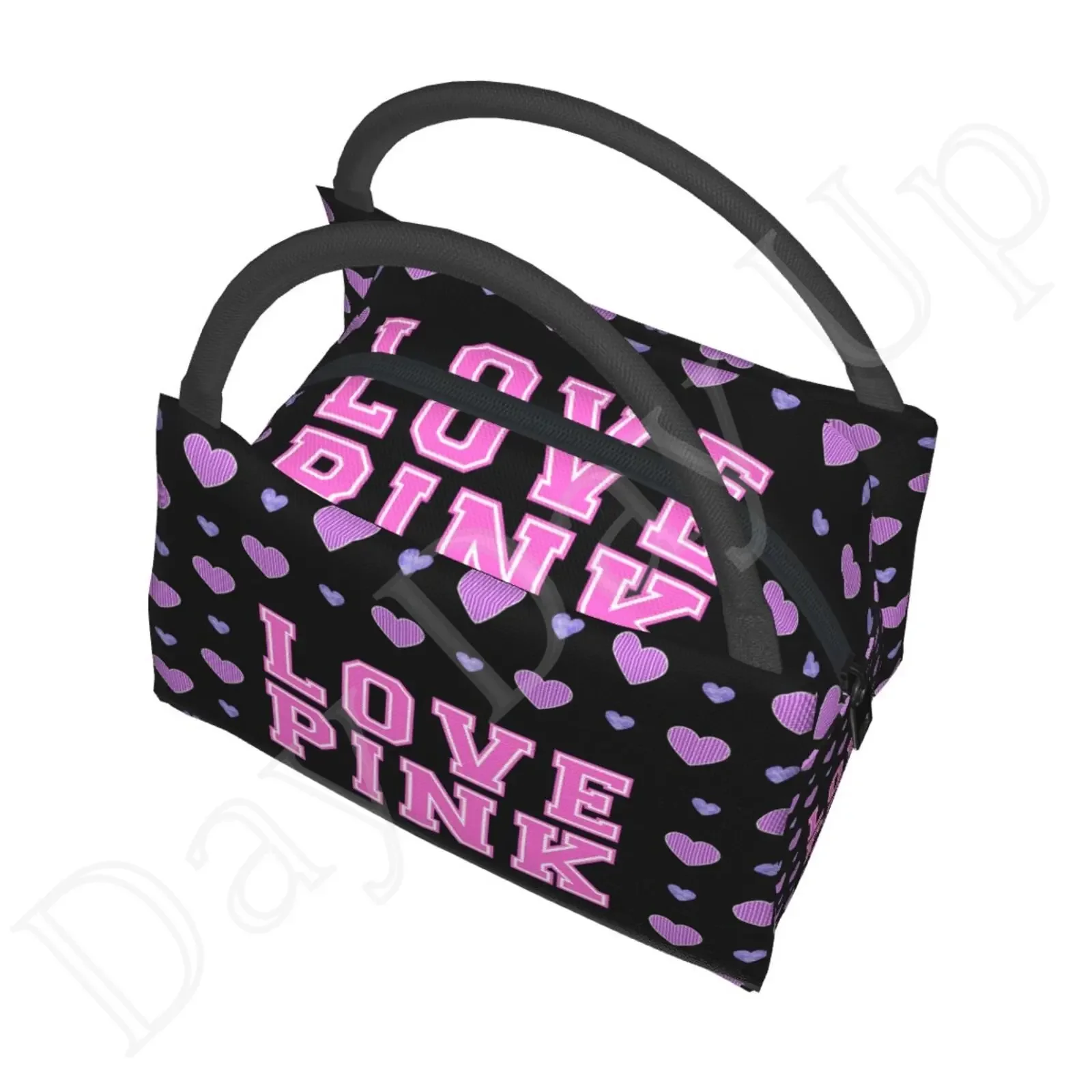 I Love Pink Insulated Lunch Bag Food Bag Women Lunch Bag for Work Tote with Lunch Bag Kawaii Girl Shcool Picnic Office Cute Bag