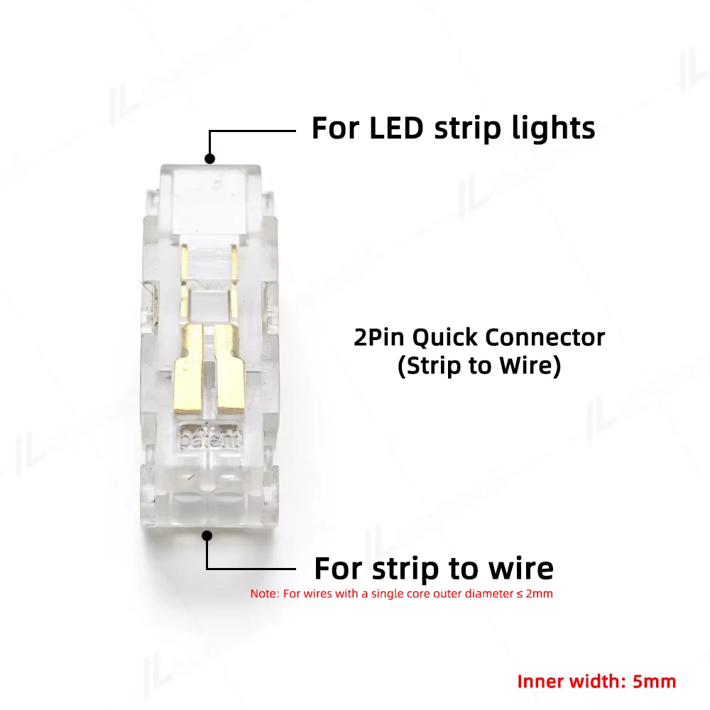 1/5/10/50/100PCS 2Pin LED Tape Connector 5mm Narrow Transparent Solderless Joint Adapter for FCOB SMD 2835 2216 LED Strip Light