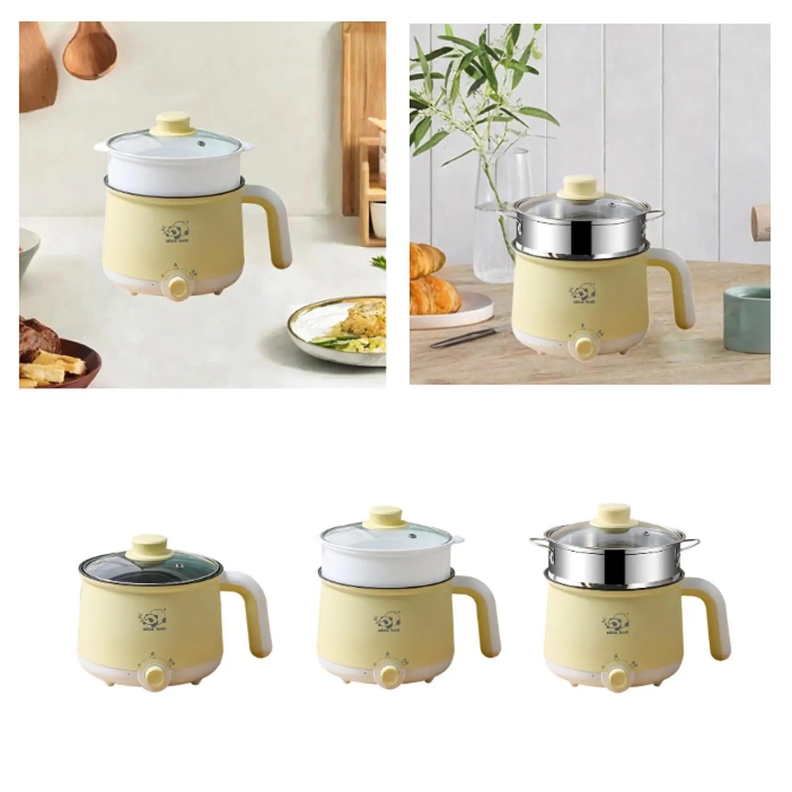 Mini Hot Pot Multipurpose Stainless Steel Mini Travel Cooker Noodles Cooker Electric Rice Cooker for Oatmeal Eggs Pasta Soup Fry