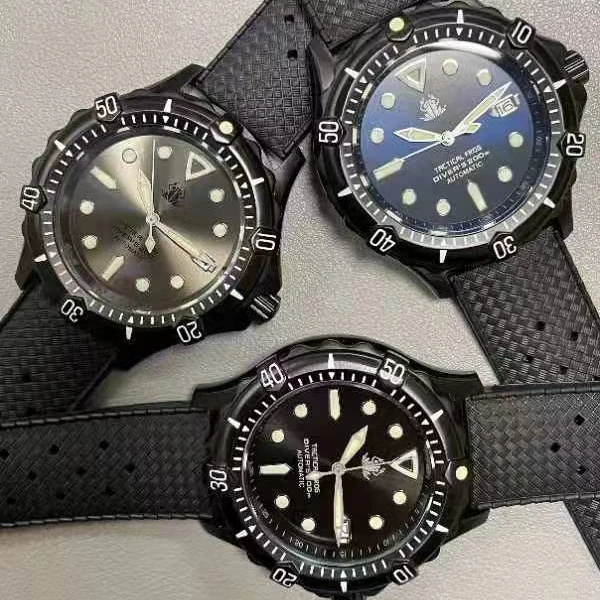Tactical Frog Men Diver Watch 45.5MM Military Automatic Mechanical Wristwatch PVD Black Case 20ATM Waterproof Luminous NH35