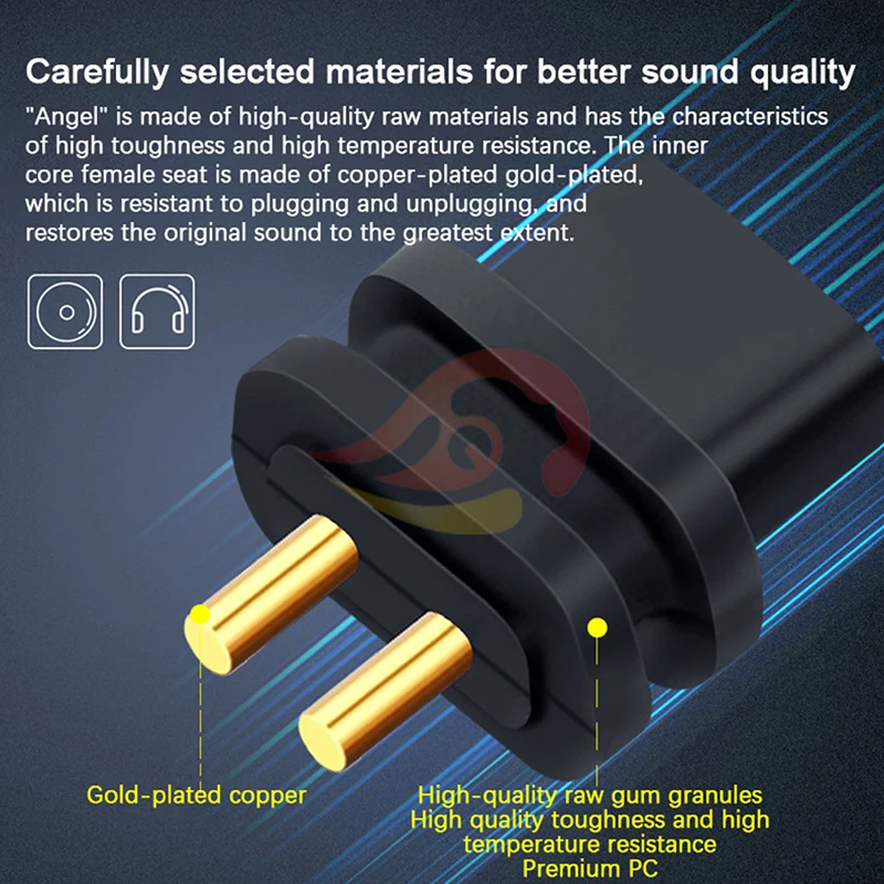【1Pair 0.78mm 2 Pins Jacks Headphone Plug Audio Compatible With 0.78 Female Socket Flat / Convex / Notch】