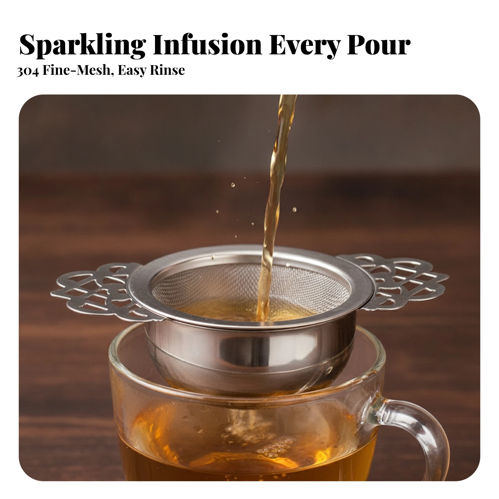 Tea Strainer with Mesh Basket Reusable Loose Leaf Tea Filter Rust-Proof Close Fitting for Gongfu Brewing, Teapots