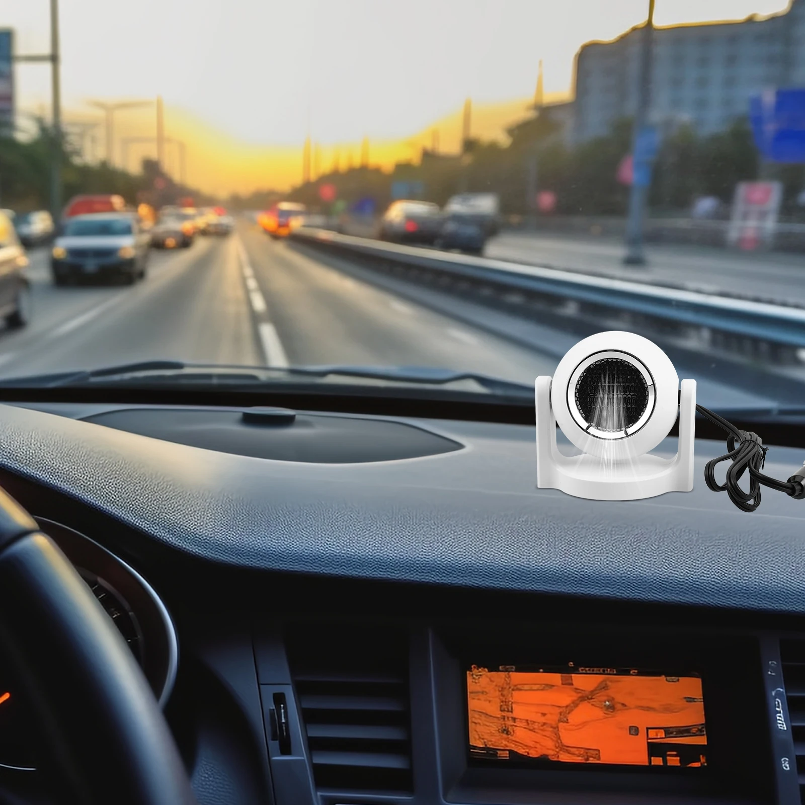 

Car High Power Portable Small Defroster Windshield Plug In 12V Space Heater Efficient Heating Quick Car Camping Office