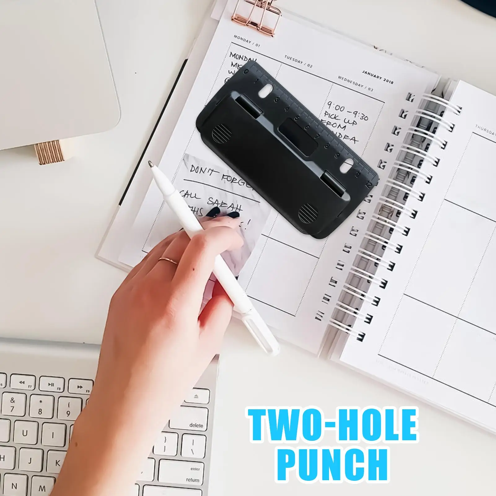 Hole Punch Portable File Folders Two Hole Punch Manual Portable Punching Machine With Scale Binder Office Supplies For School