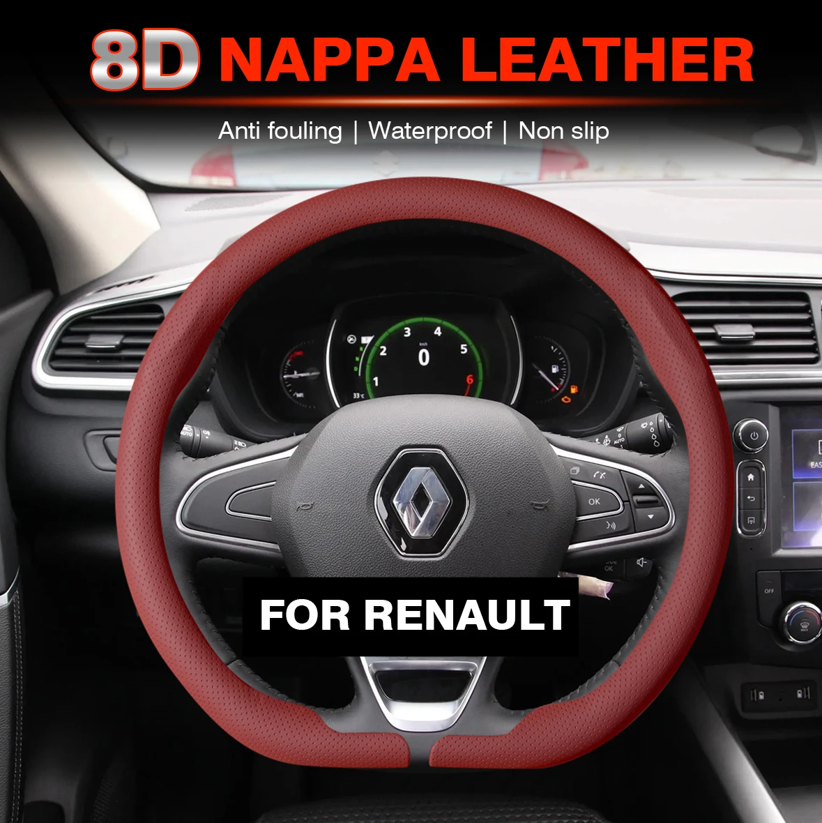 

Nappa leather Car Steering Wheel Cover for Renault Megane 3 2 4 Clio4 5 Captur Trafic Scenic2 Austral Kangoo Arkana Accessories