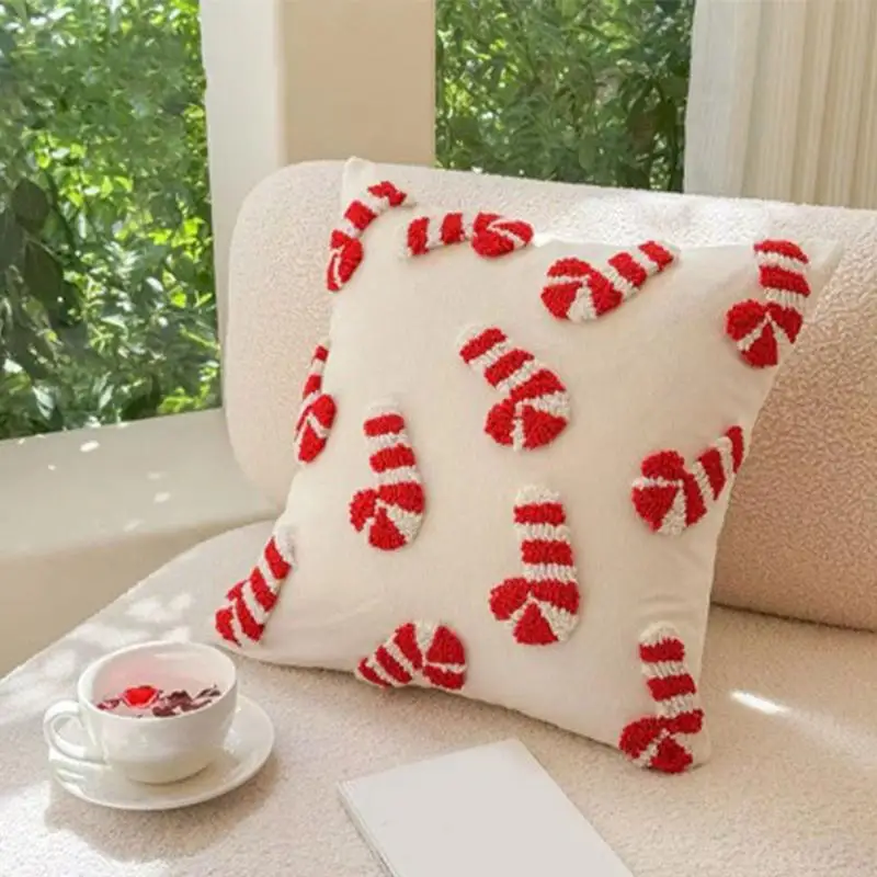 Candy Cane Throw Pillow Covers Holiday Throw Pillow Covers 45x45cm/18x18inch Peppermint Candy Winter Cushion Covers For