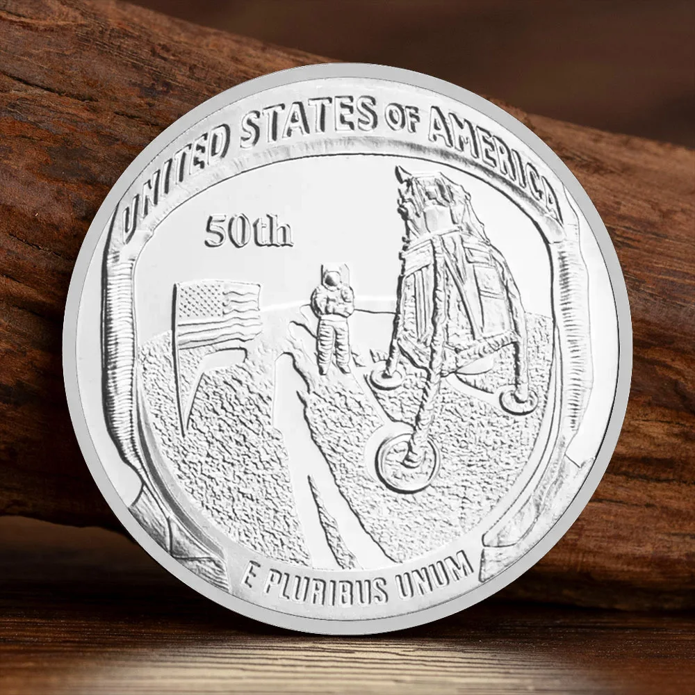 The 50th Anniversary of The Apollo Moon Landing Souvenir Coin Liberty E-Pluribus Unum Commemorative Coin Gift