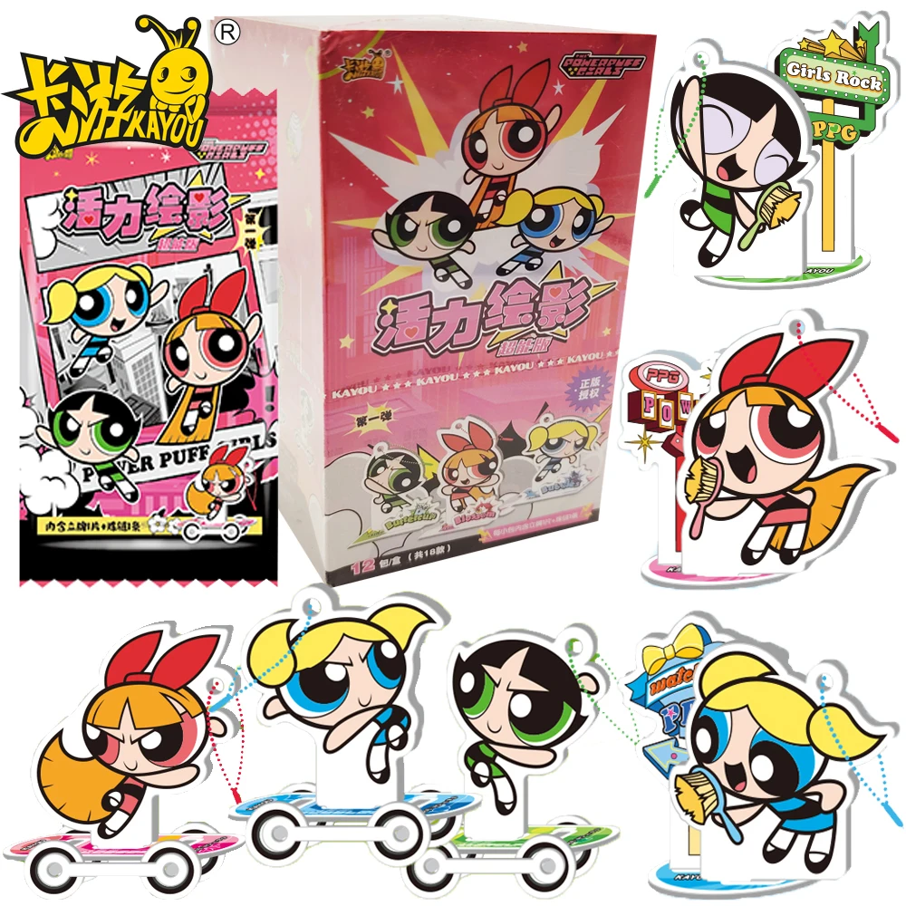 Kayou حقيقية الفتيات Powerpuff الكرتون ACG حامل نموذج كلاسيكي كوميدي الرسوم المتحركة شخصية الاكريليك سطح المكتب زخرفة اللعب الهدايا