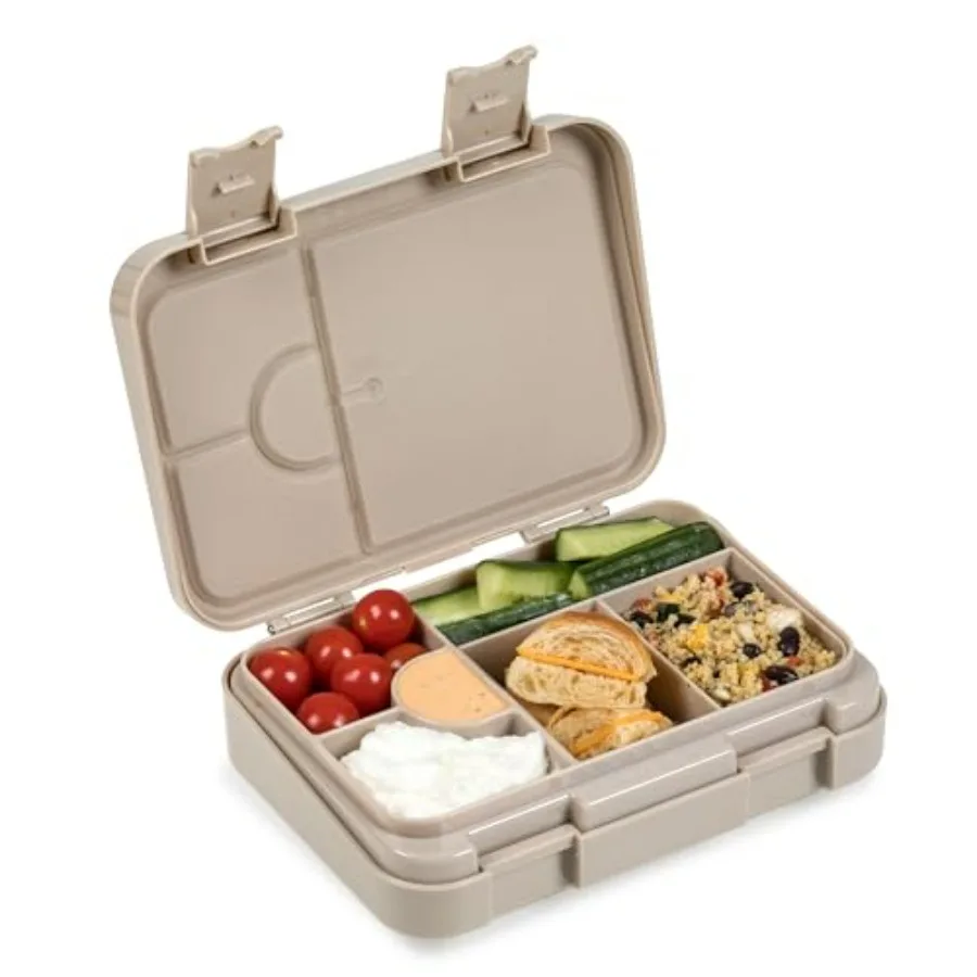 

Chill Bento Lunch Box | Easy to Open Latches | Spill Proof Design | 6-Compartment Removable Tray | Dune