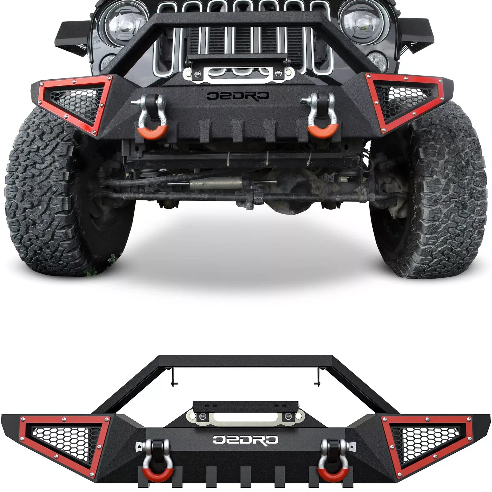 OEDRO Front  Bumper for 2007-2018 Jeep Wrangler JK Unlimited with Winch Plate