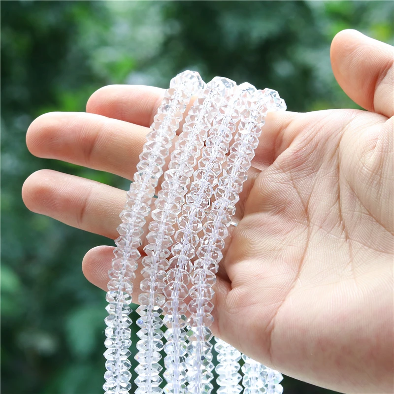 Natural Stone Rock Crystal Quartz Faceted Abacus Beads 3x6 4x8MM For Making Jewelry Diy Bracelet