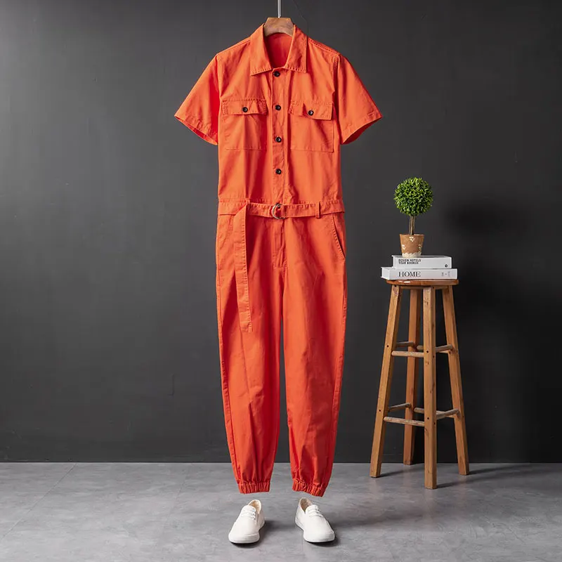 

Casual Orange One-Piece Suit for Men Performance Costume Cuffed Nine-Foot Pants Youthful Vitali Sle Anti-Stain Regular Th...