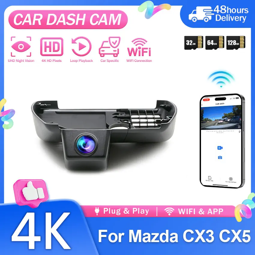 Video Recorder For Mazda CX5 CX-5 CX3 CX-3 2017-2025 (Left-hand drive)  4K HD Dash Cam for Car Camera Recorder WIFI Car Dvr
