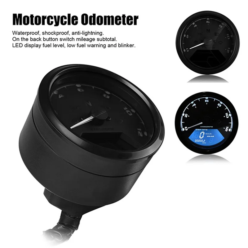 

ABTC-Motorcycle LCD Instrument Speedometer Odometer Tachometer Digital LCD Oil Gauge With Induction Sensor
