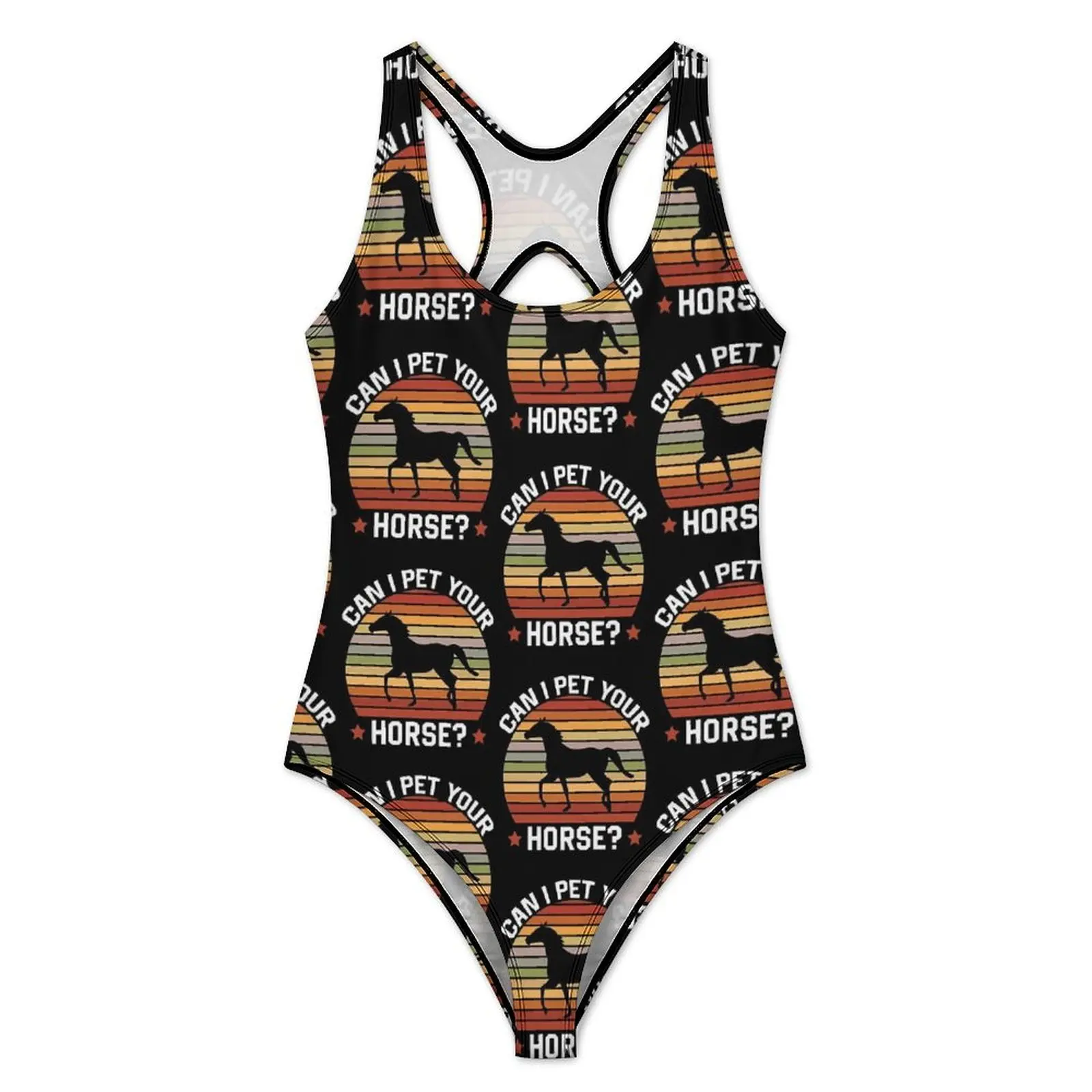 Funny Horse Swimsuit Sexy Animal Print Women Swimwear One-Piece Modern Bodysuit Fitness Push Up High Cut Bathing Suits