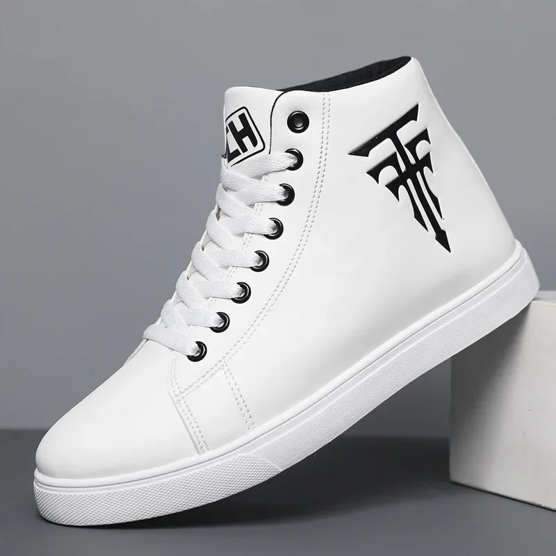 Men High Top Sneakers Fashion Leather Casual Shoes for Men Comfortable Non-slip Vulcanized Shoes Designer Outdoor Men Tenis Shoe
