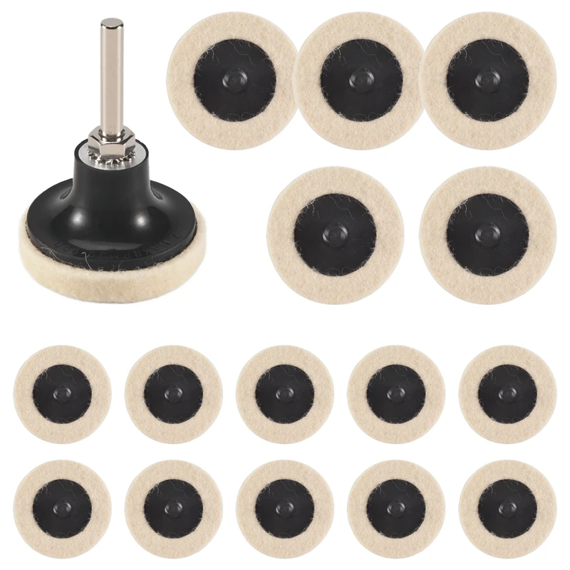 ABRE-16Pcs 2 Inch Fabric Disc Polishing Buffing Pads Wheels Disc Holder With 1/4 Inch Shank For Cleaning Polishing Sanding